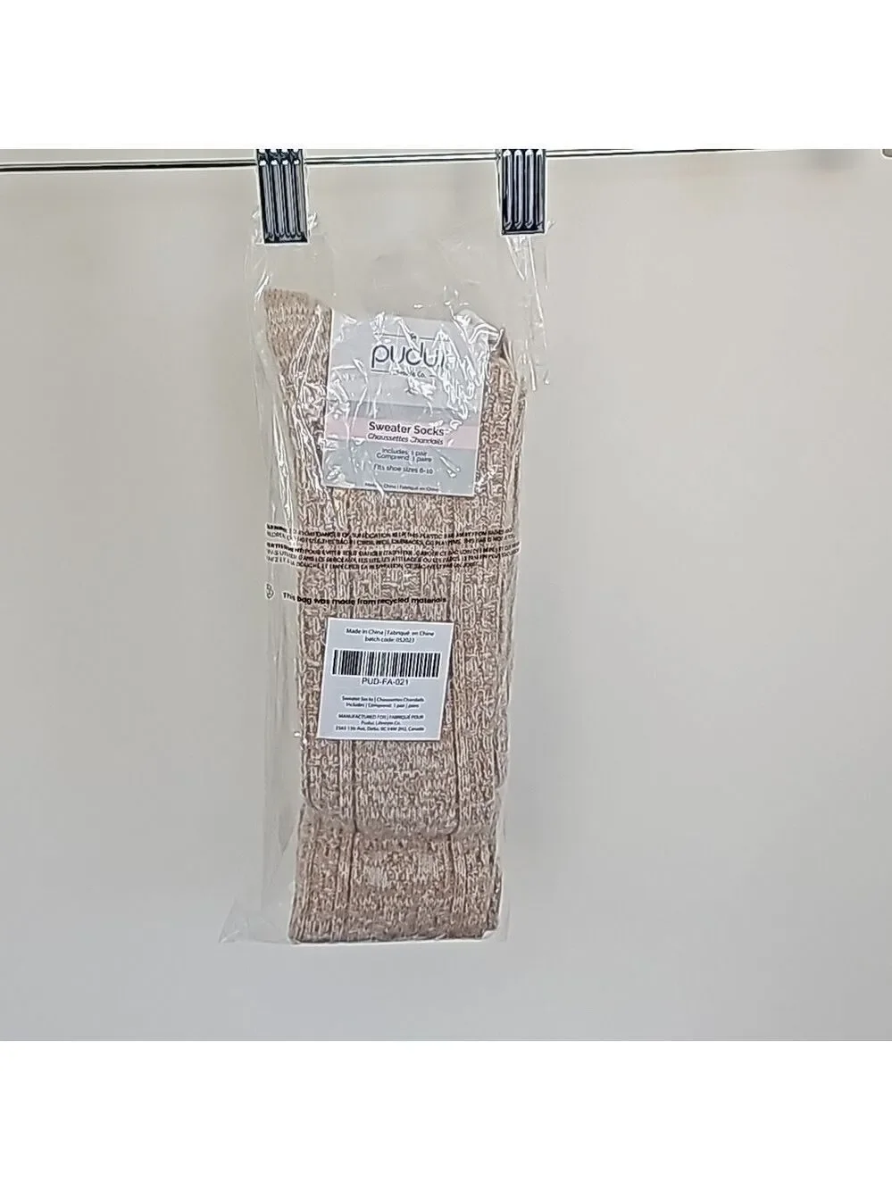 Pudus Lifestyle Tall Over The Knee High Sweater Socks Marled Tan OS